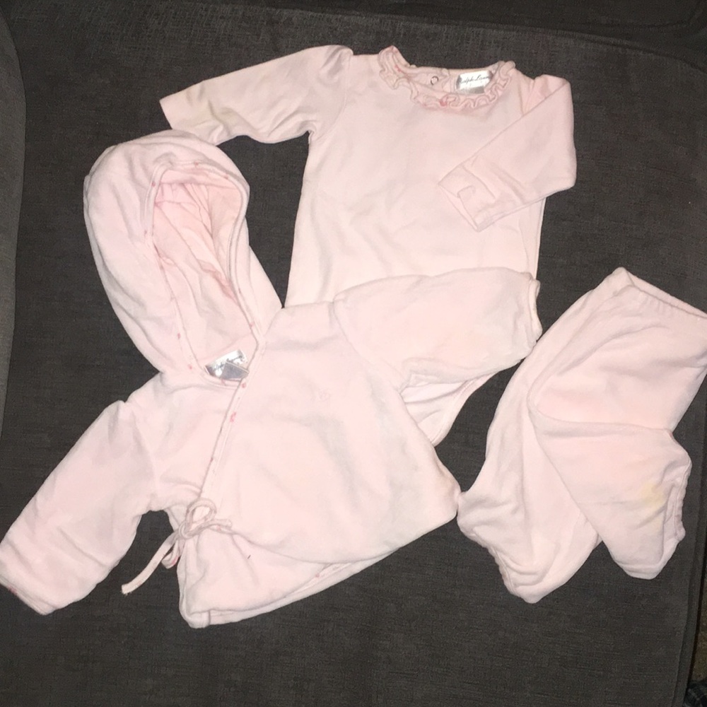 3piece baby girls Ralph Lauren velour outfit